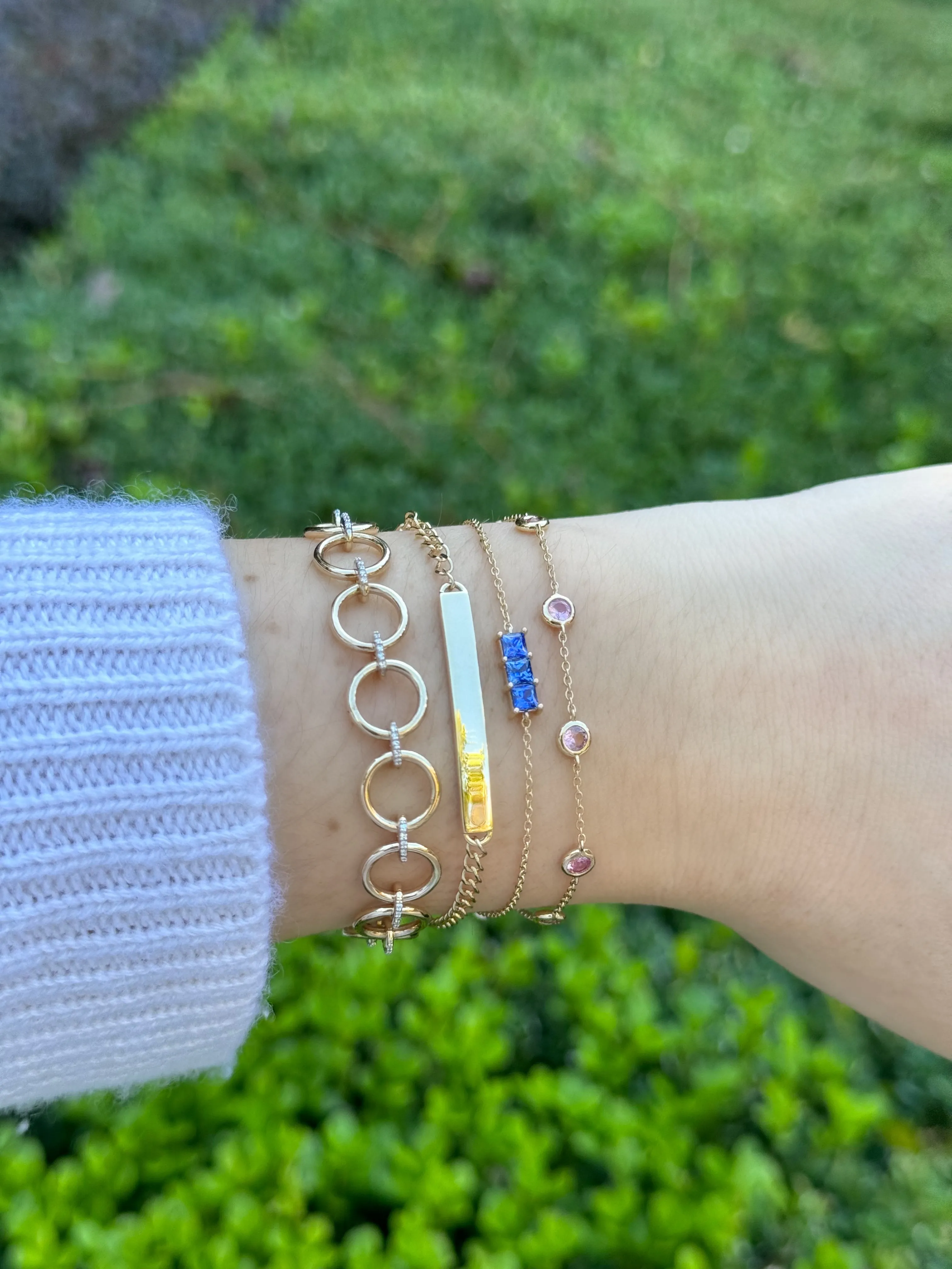 Triple Blue Sapphire Princess Cut Bracelet