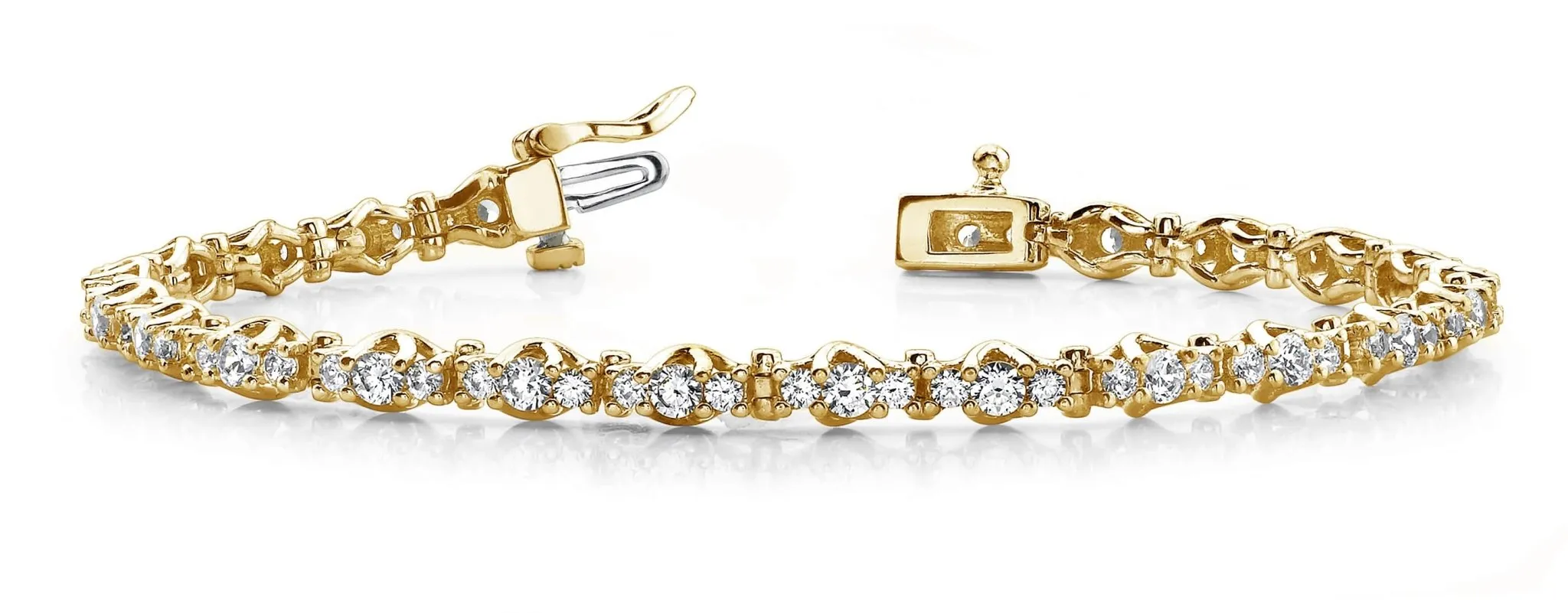 Triple Diamond Link Diamond Bracelet with 3.96 ct.(finished) 2.25mm, 3mm