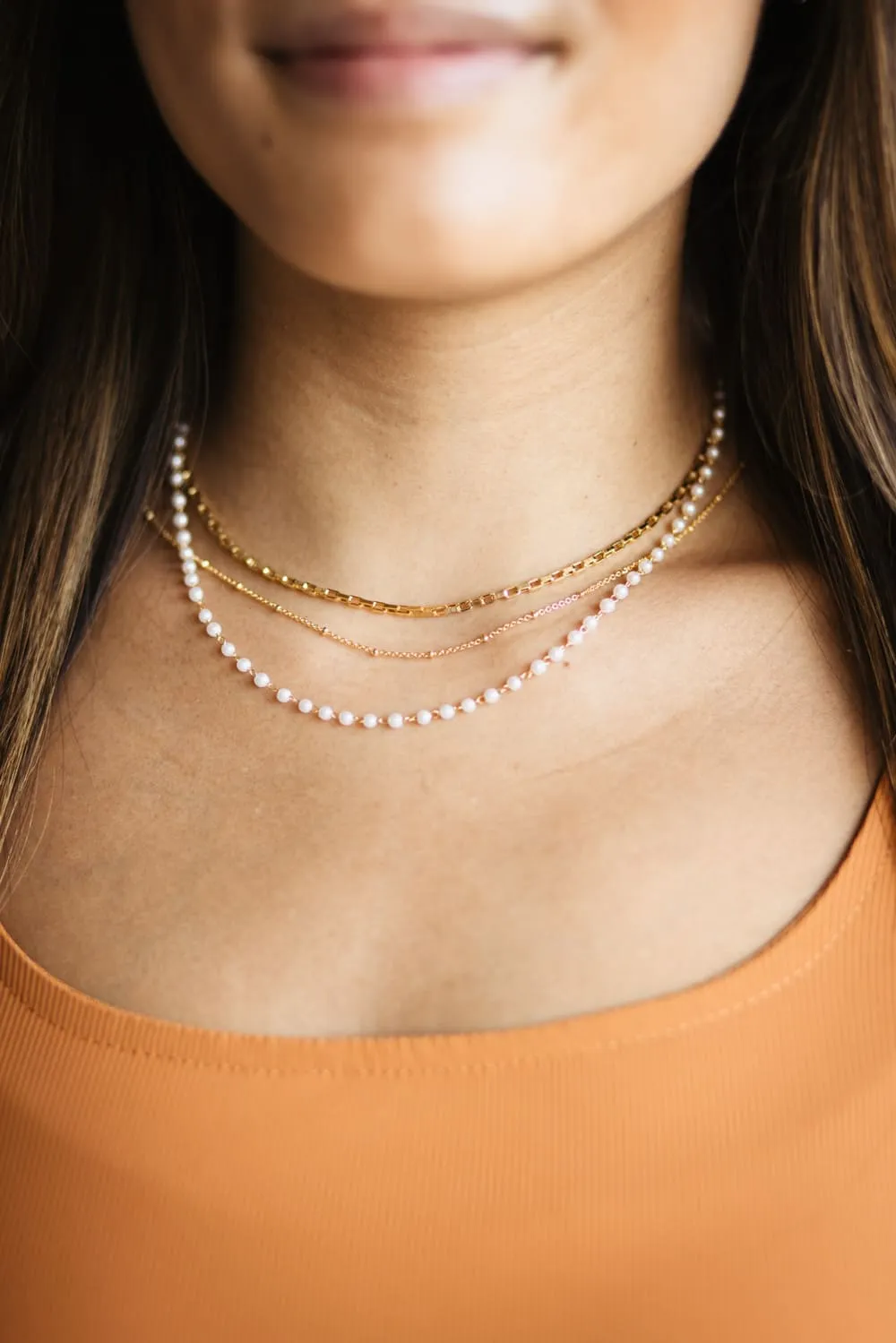 Triple Pearl Necklace in Gold | N7943G