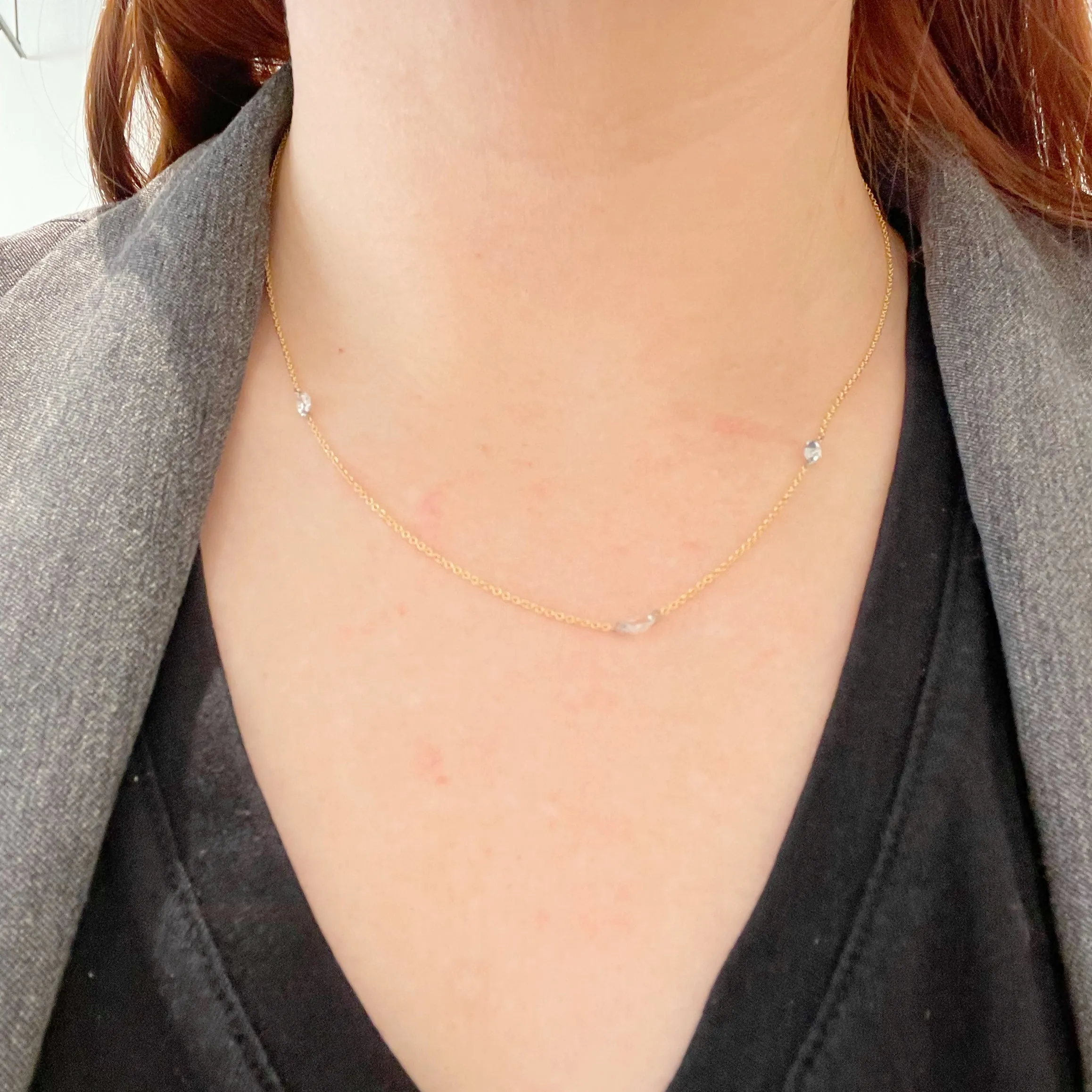 Triple "Floating" Oval Diamond Necklace