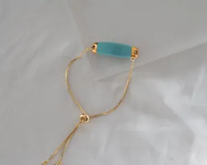 Turquoise and Gold Adjustable Porcelain Bracelet