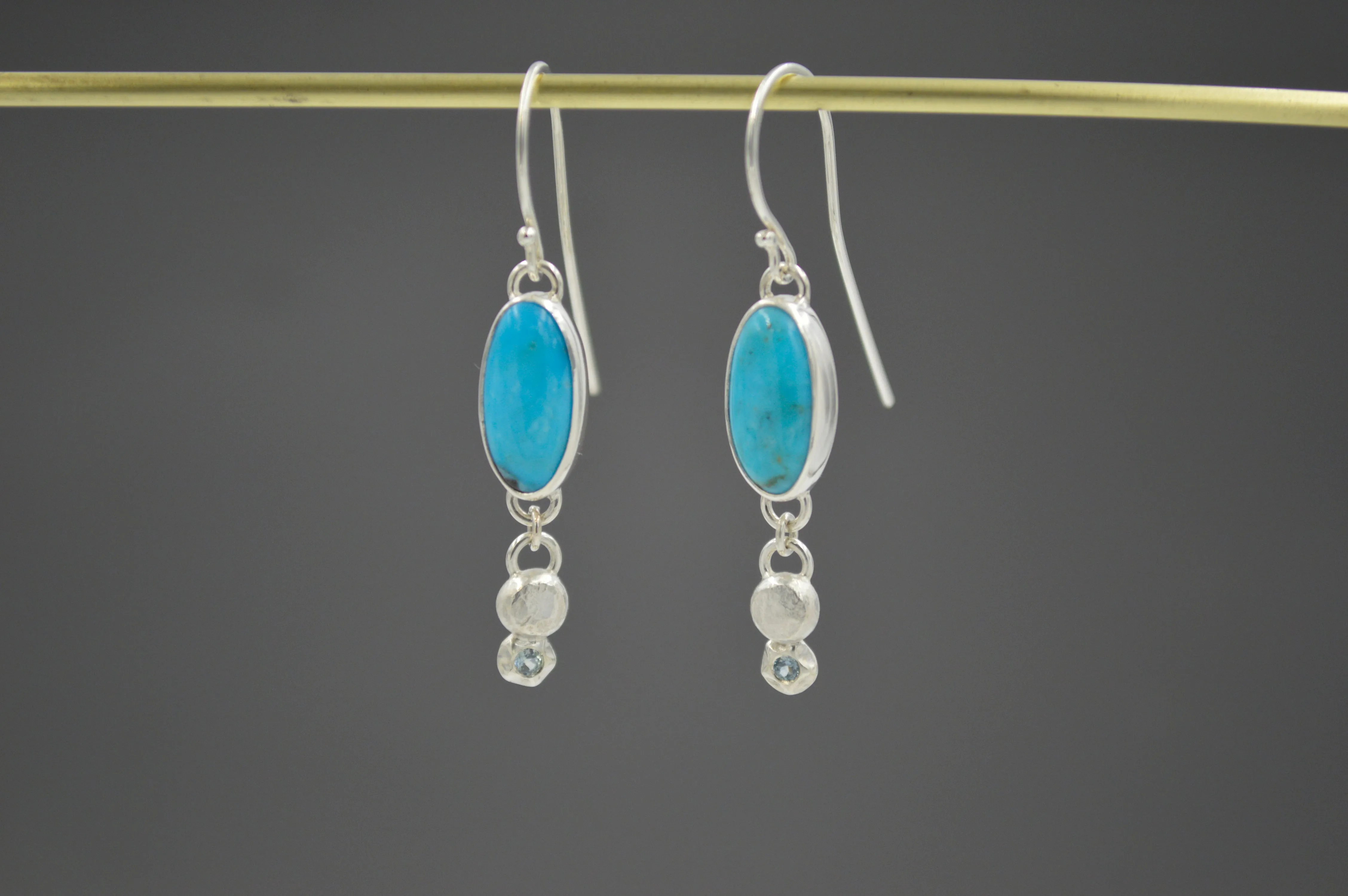 Turquoise and Montana Sapphire Dangle Earrings OOAK