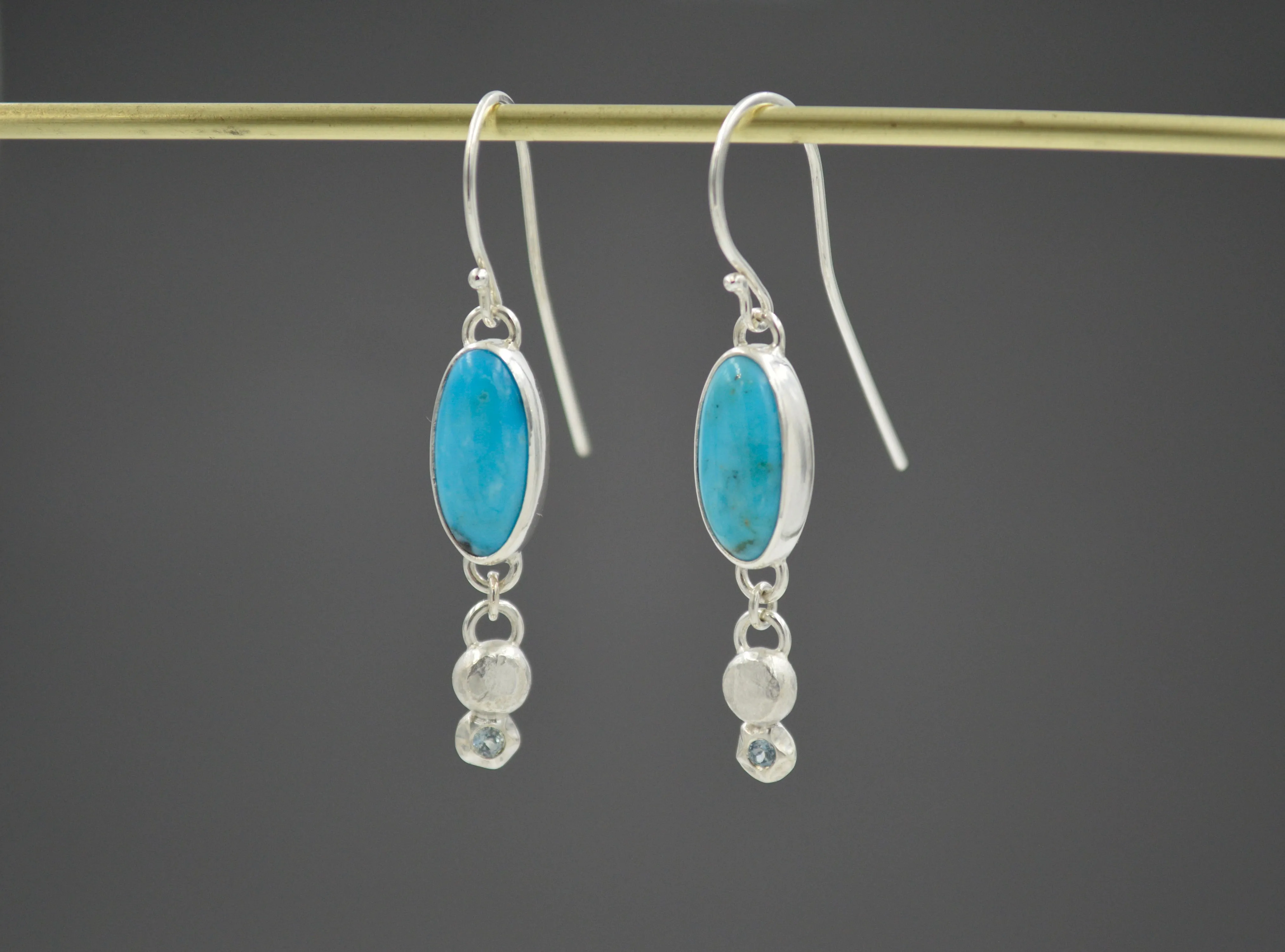 Turquoise and Montana Sapphire Dangle Earrings OOAK