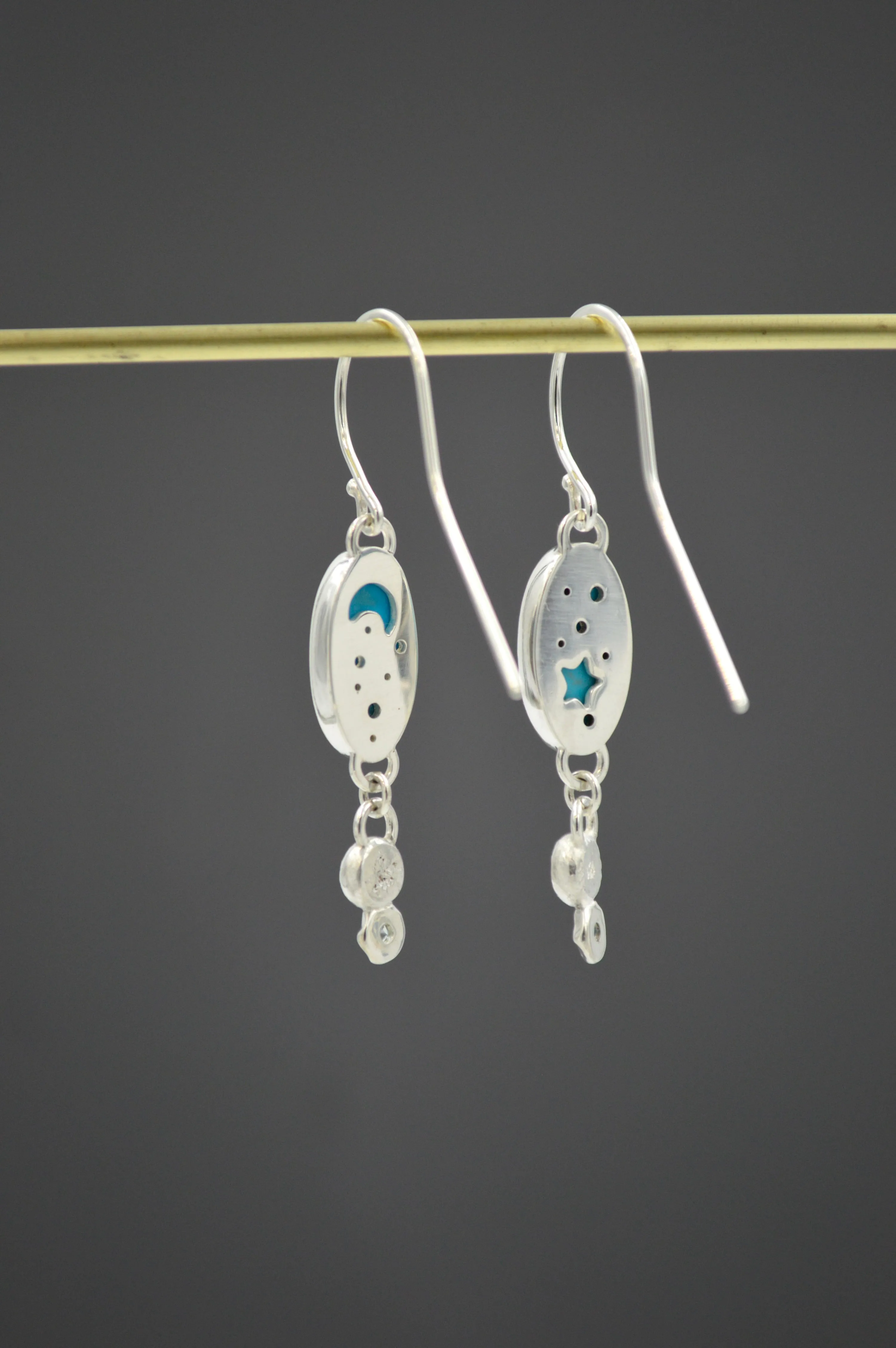 Turquoise and Montana Sapphire Dangle Earrings OOAK