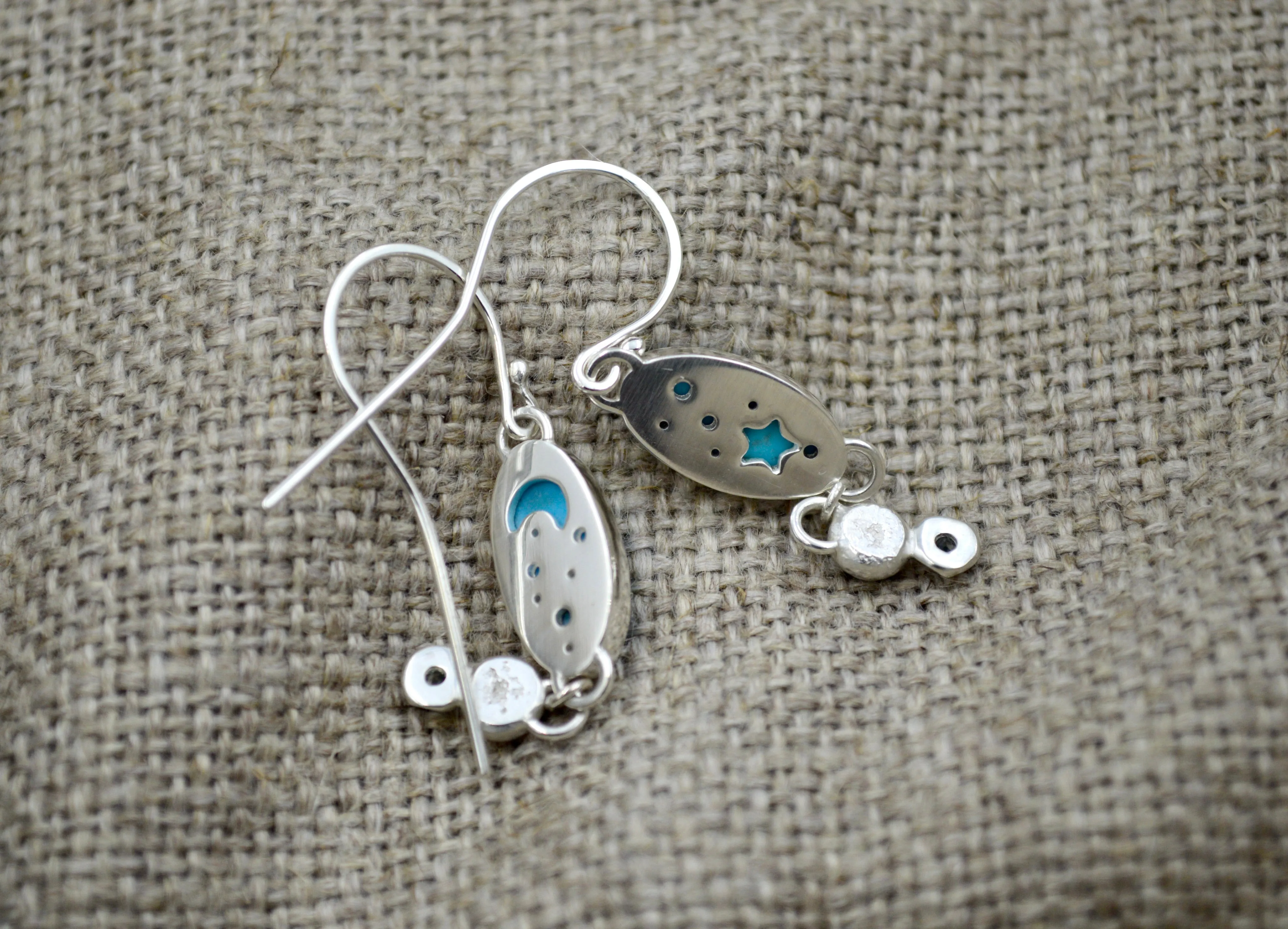 Turquoise and Montana Sapphire Dangle Earrings OOAK