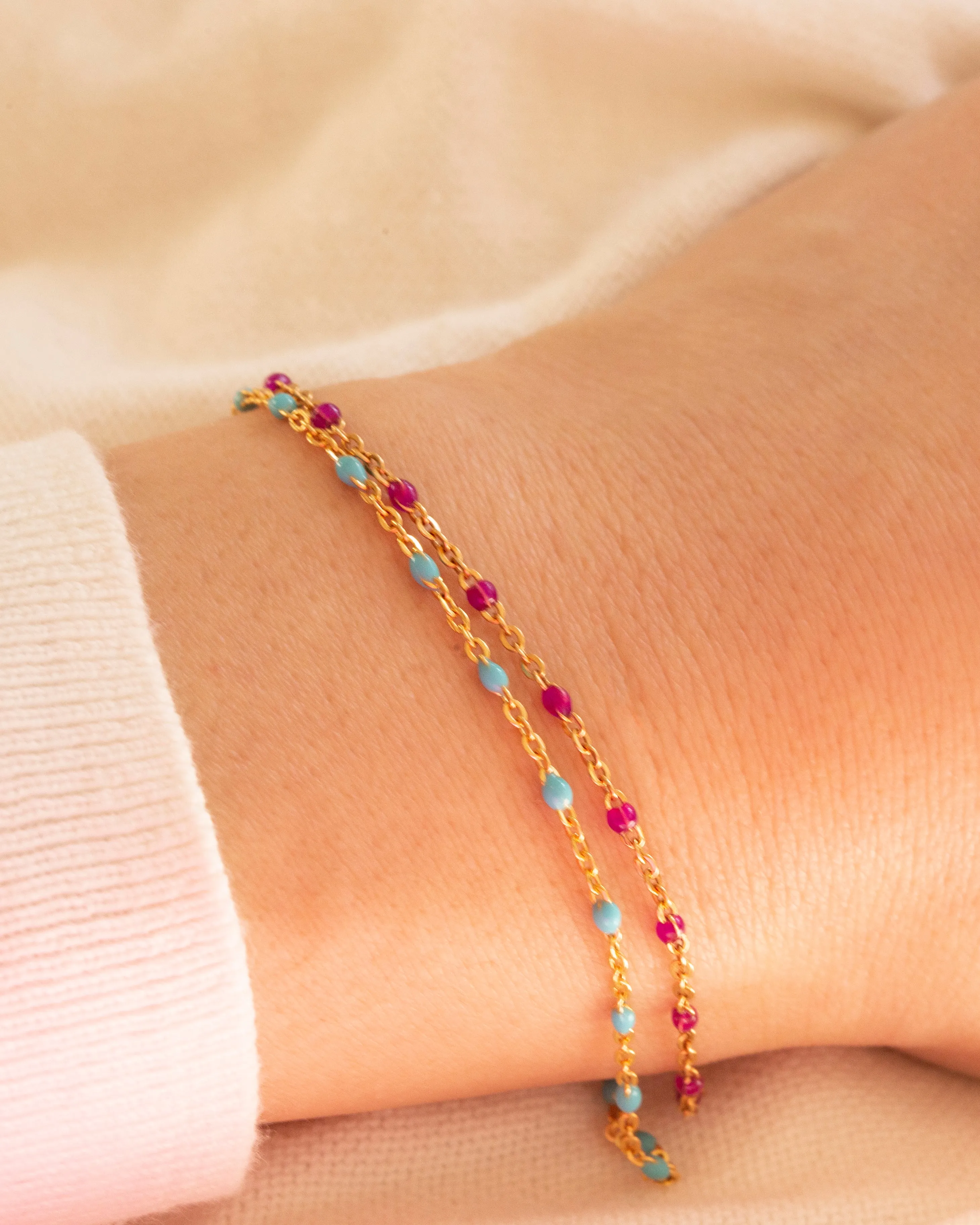 Turquoise Enamel Station Bracelet / Amethyst Enamel Station Bracelet