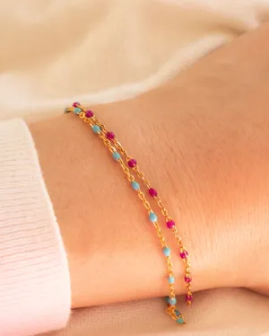Turquoise Enamel Station Bracelet / Amethyst Enamel Station Bracelet