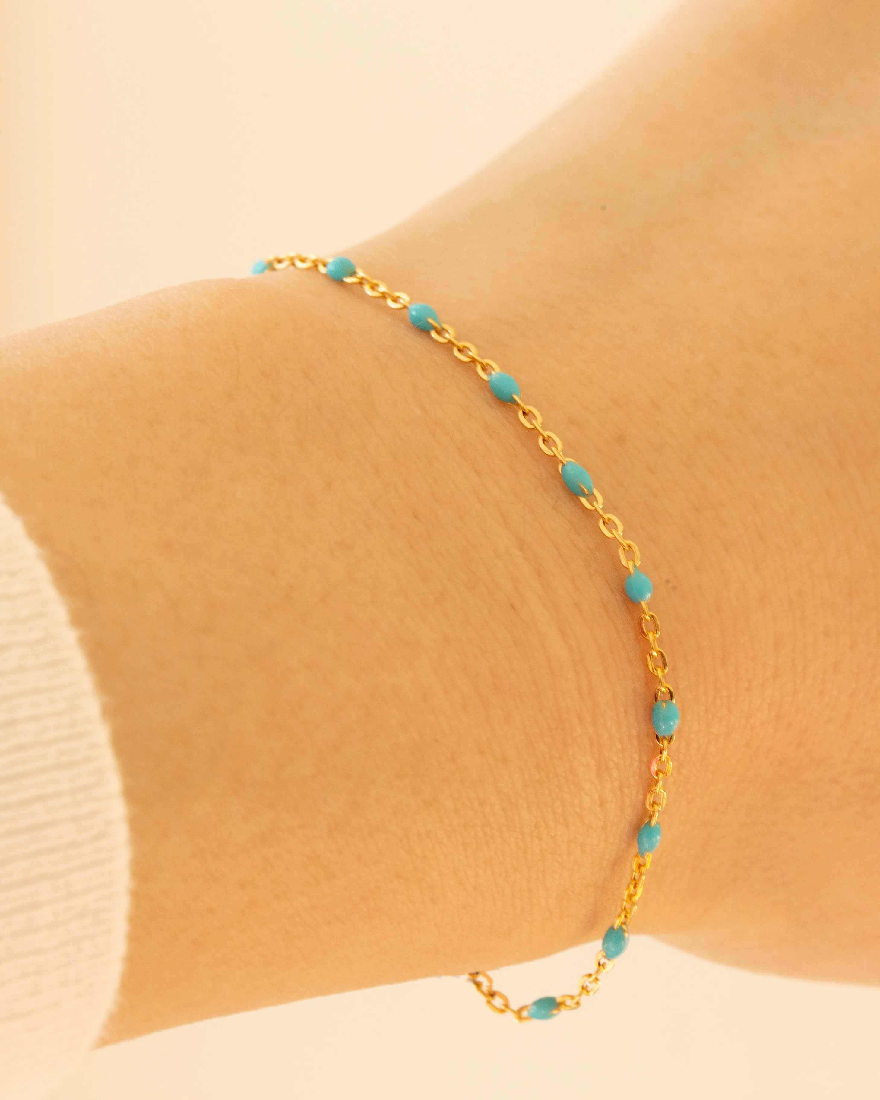 Turquoise Enamel Station Bracelet / Amethyst Enamel Station Bracelet