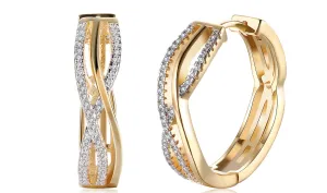 Twisted Abstract Clip-On Earrings with 14K Gold Plating and White Sapphire Stones