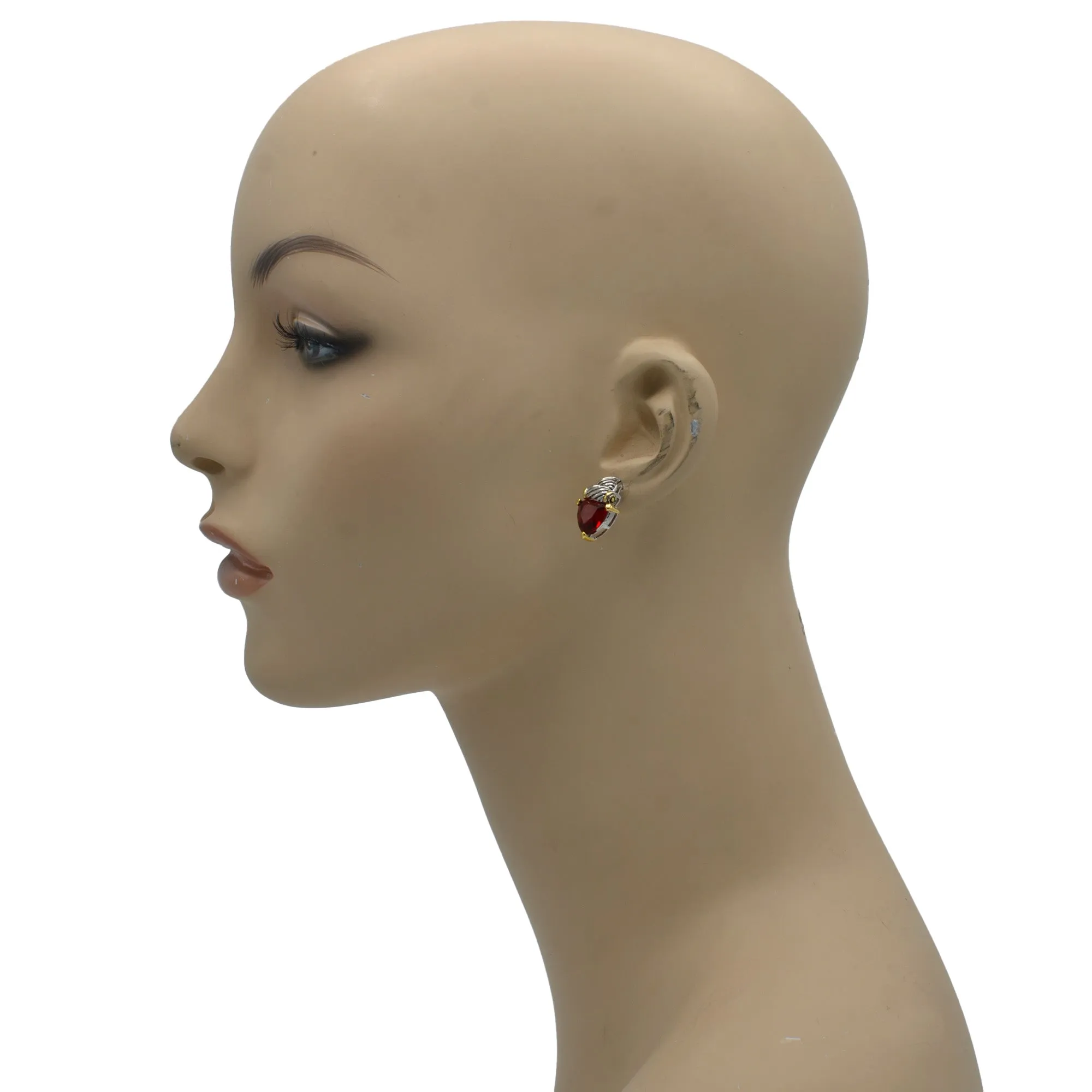 TWO TONE SIAM CRYSTAL CLASSIC STUD EARRINGS # 4110ER-TTSIAM(FD16)