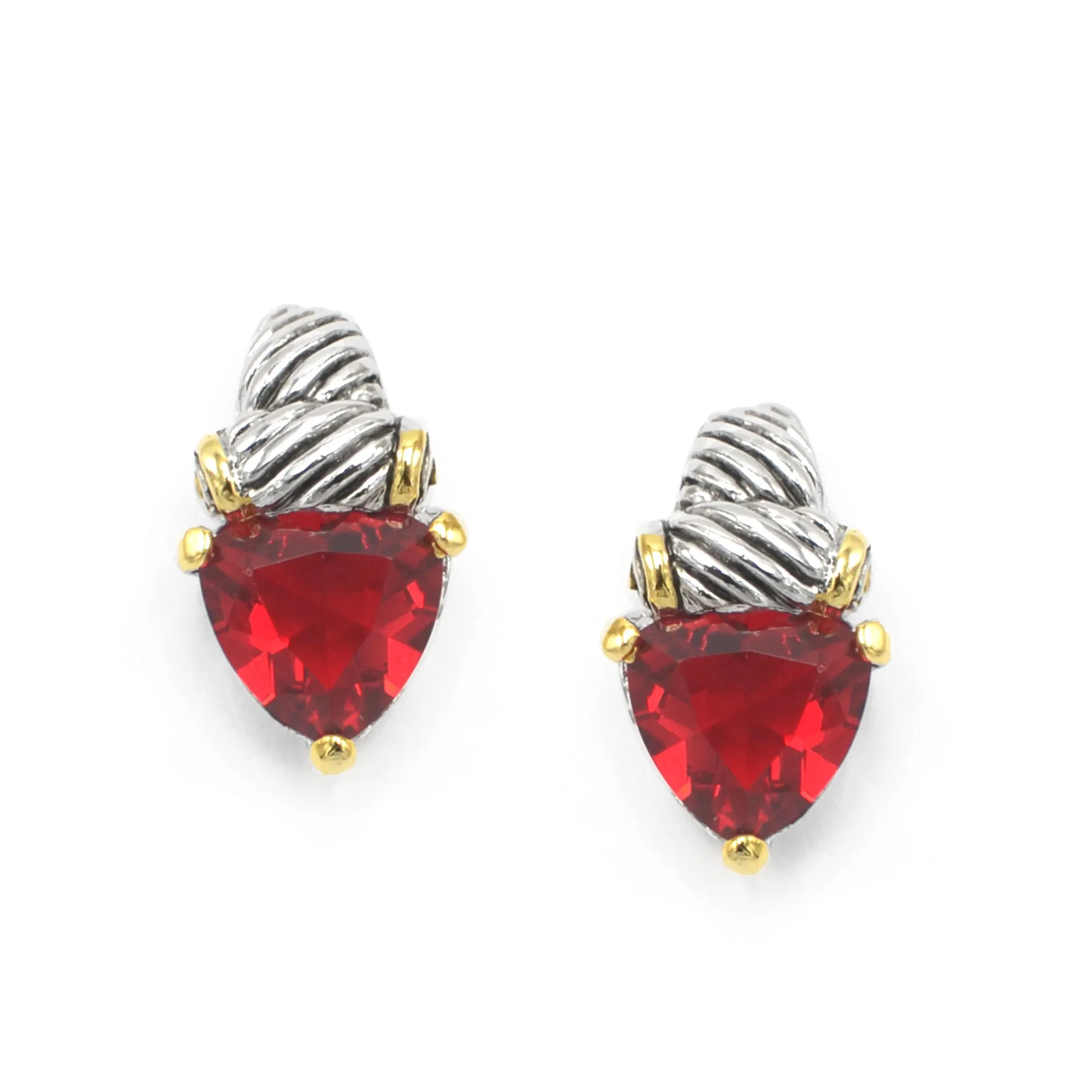 TWO TONE SIAM CRYSTAL CLASSIC STUD EARRINGS # 4110ER-TTSIAM(FD16)