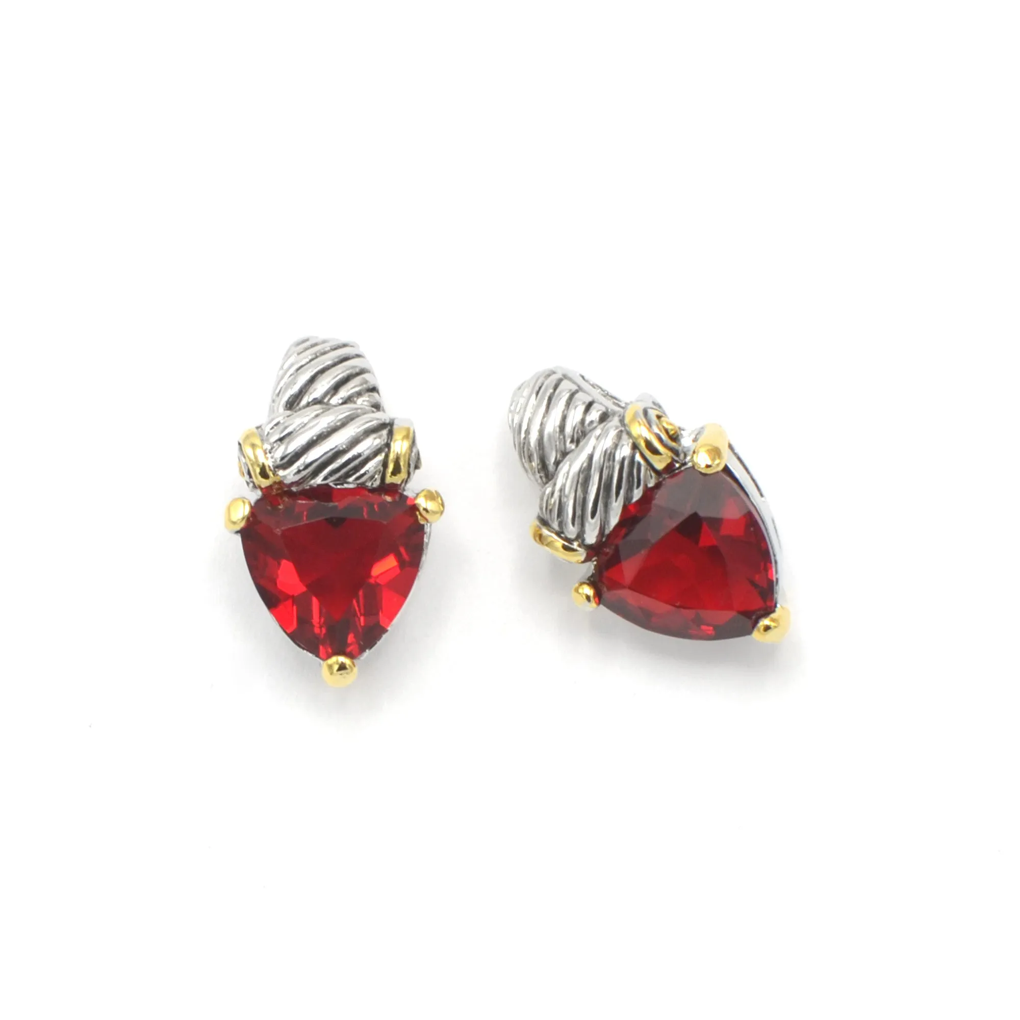 TWO TONE SIAM CRYSTAL CLASSIC STUD EARRINGS # 4110ER-TTSIAM(FD16)