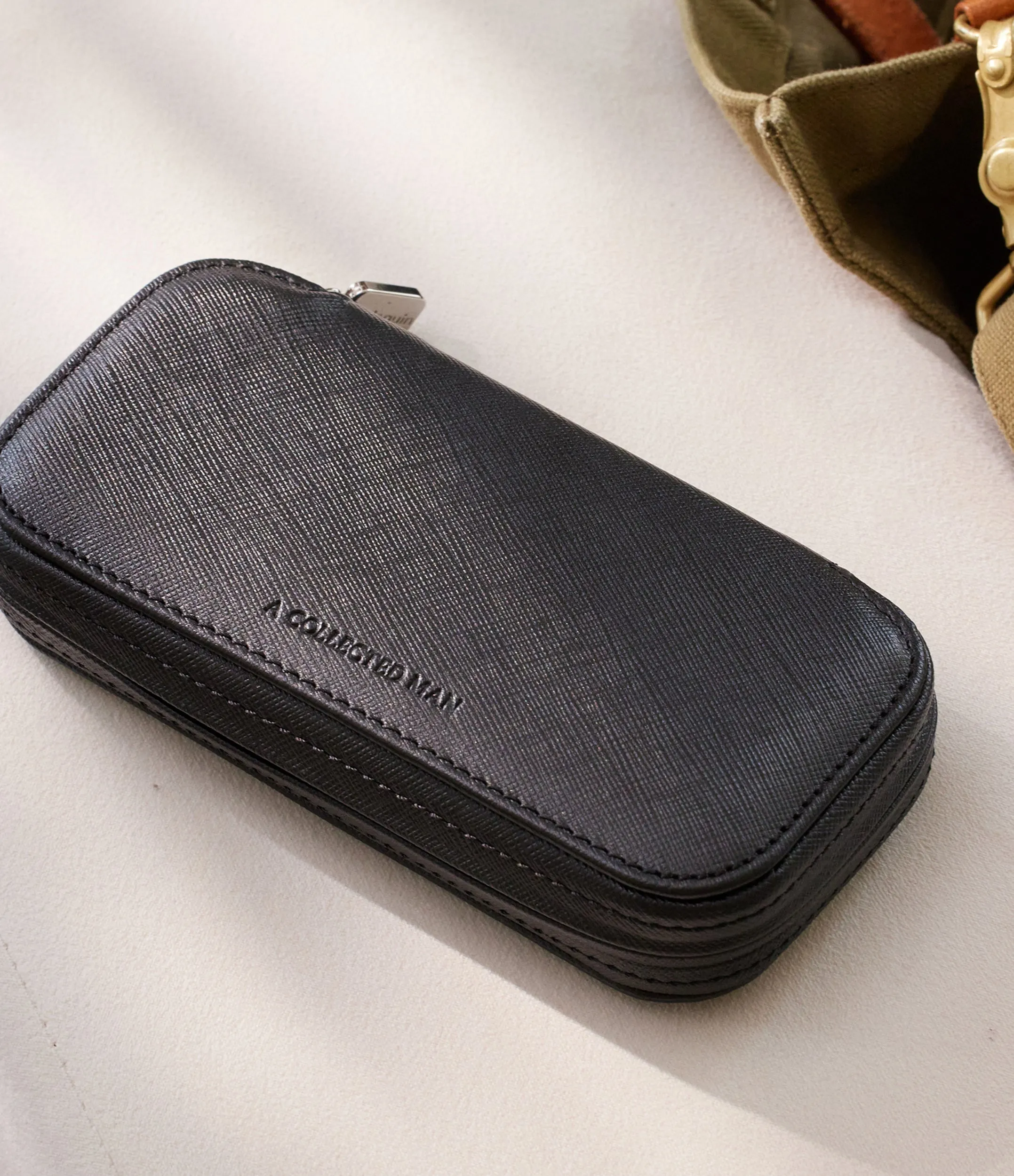 two-watch pouch, saffiano