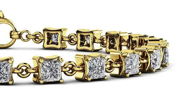 Unique Princess Cut Diamond Link Tennis Diamond Bracelet with 1.40 ct.(finished) 2mm