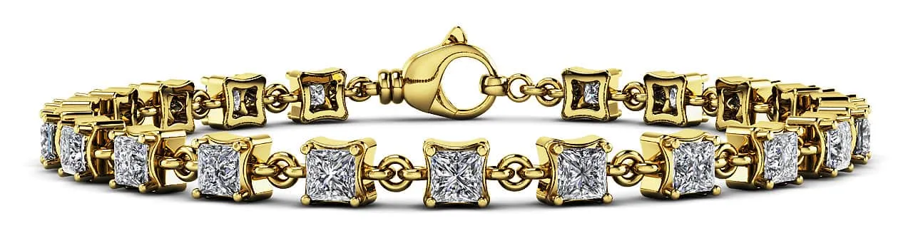 Unique Princess Cut Diamond Link Tennis Diamond Bracelet with 1.40 ct.(finished) 2mm