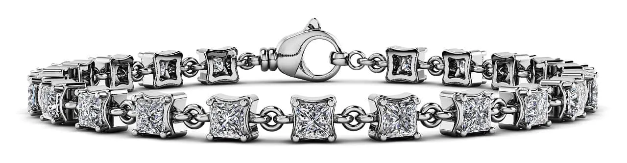 Unique Princess Cut Diamond Link Tennis Diamond Bracelet with 1.40 ct.(finished) 2mm