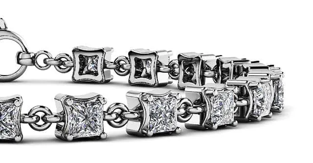 Unique Princess Cut Diamond Link Tennis Diamond Bracelet with 1.40 ct.(finished) 2mm
