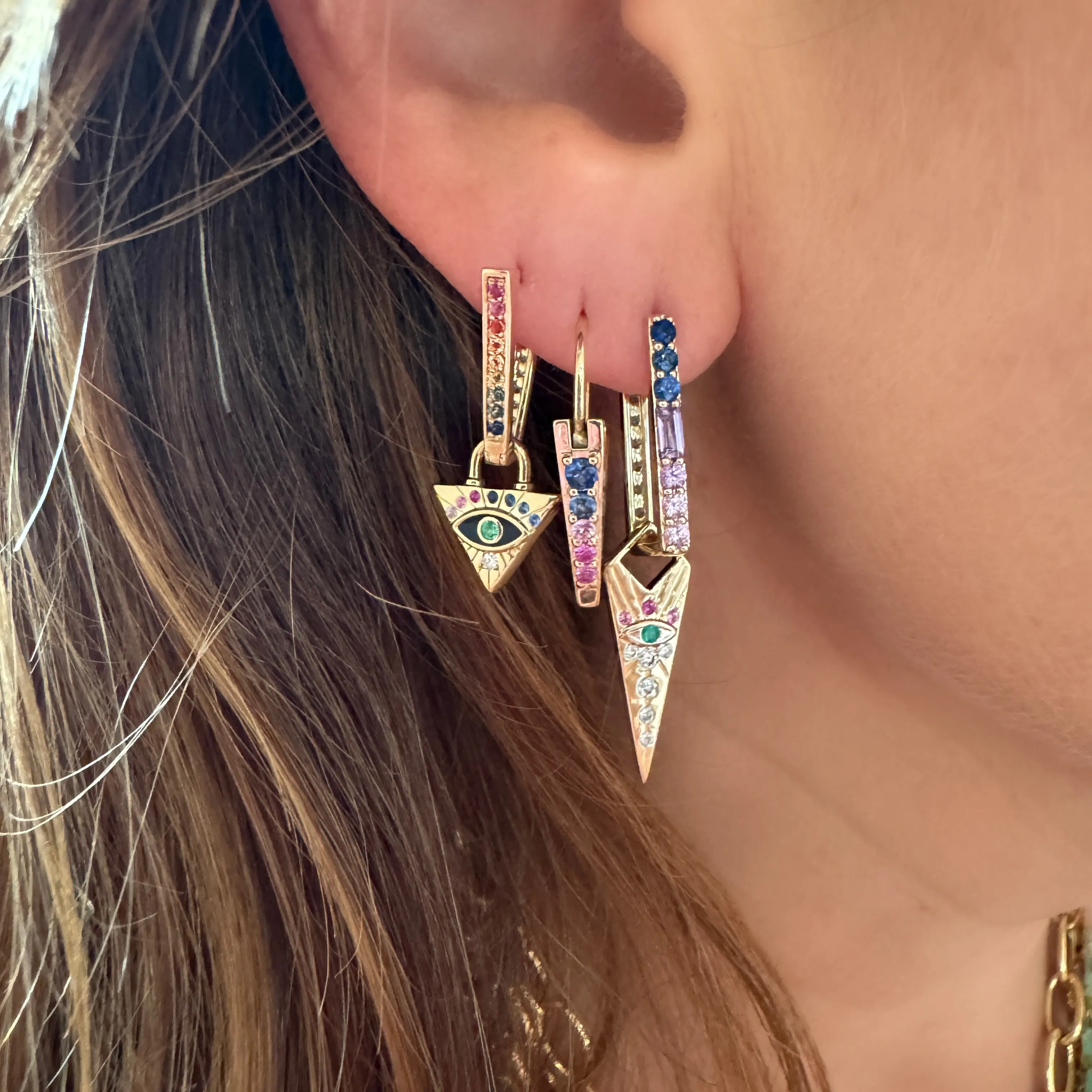Unlock Love Sapphire V Hoop Earring