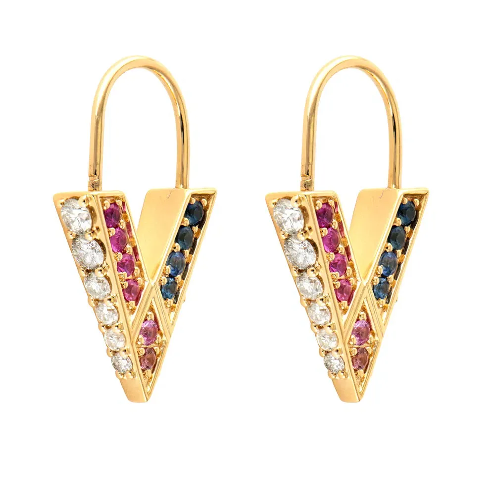 Unlock Love Sapphire V Hoop Earring