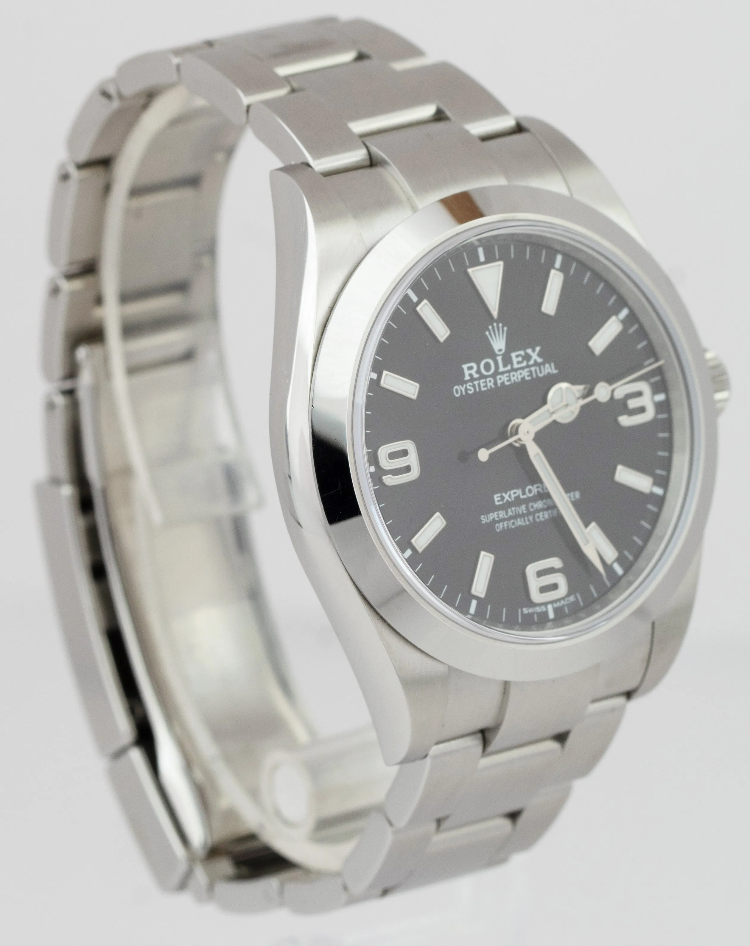 UNPOL Rolex Explorer I Black 369 FULL LUME MK2 Stainless Steel 39mm 214270 Watch