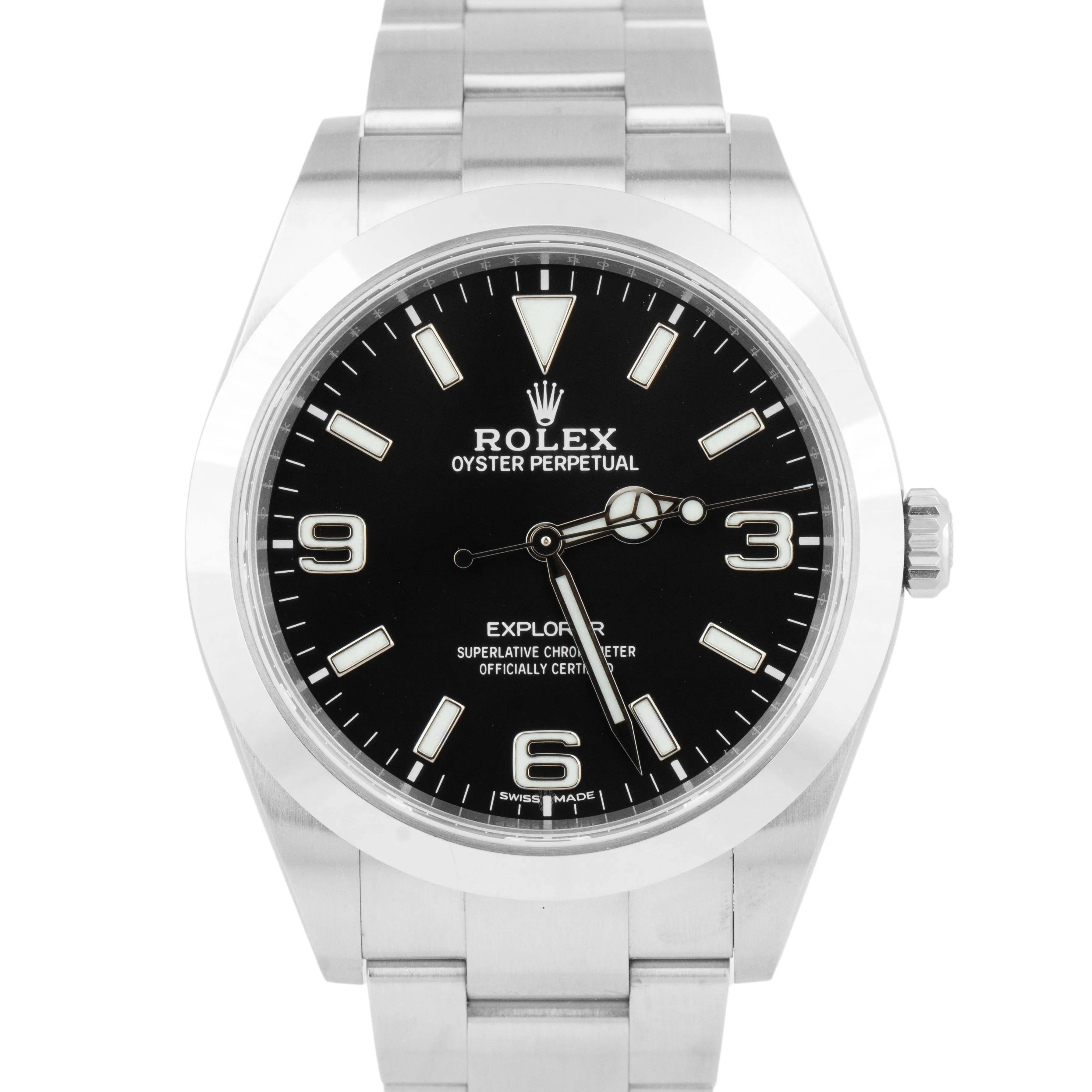 UNPOL Rolex Explorer I Black 369 FULL LUME MK2 Stainless Steel 39mm 214270 Watch