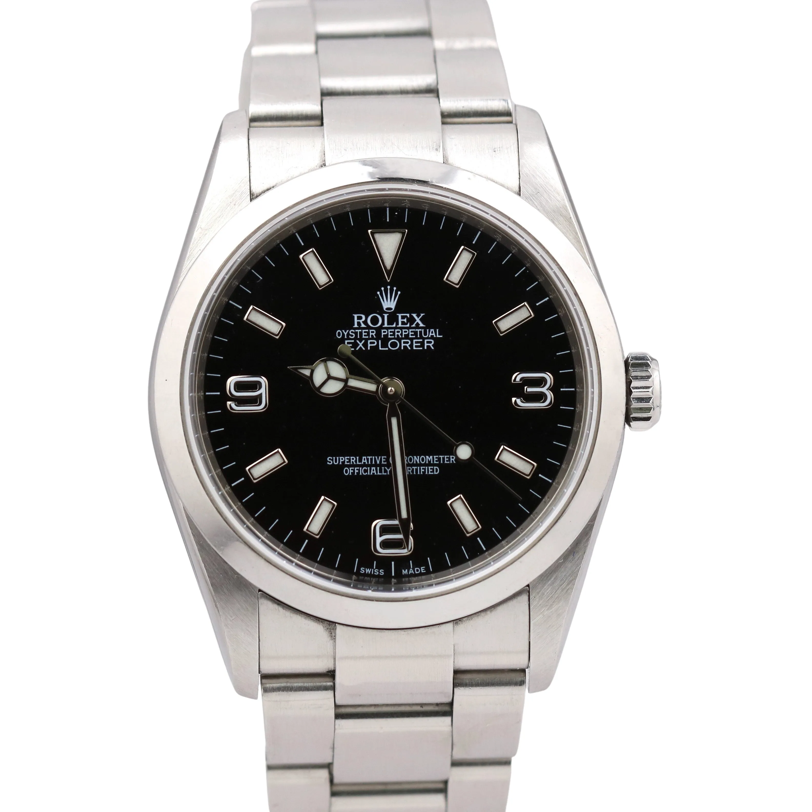UNPOLISHED 2008 REHAUT Rolex Explorer I Black Stainless Steel 114270 36mm Watch