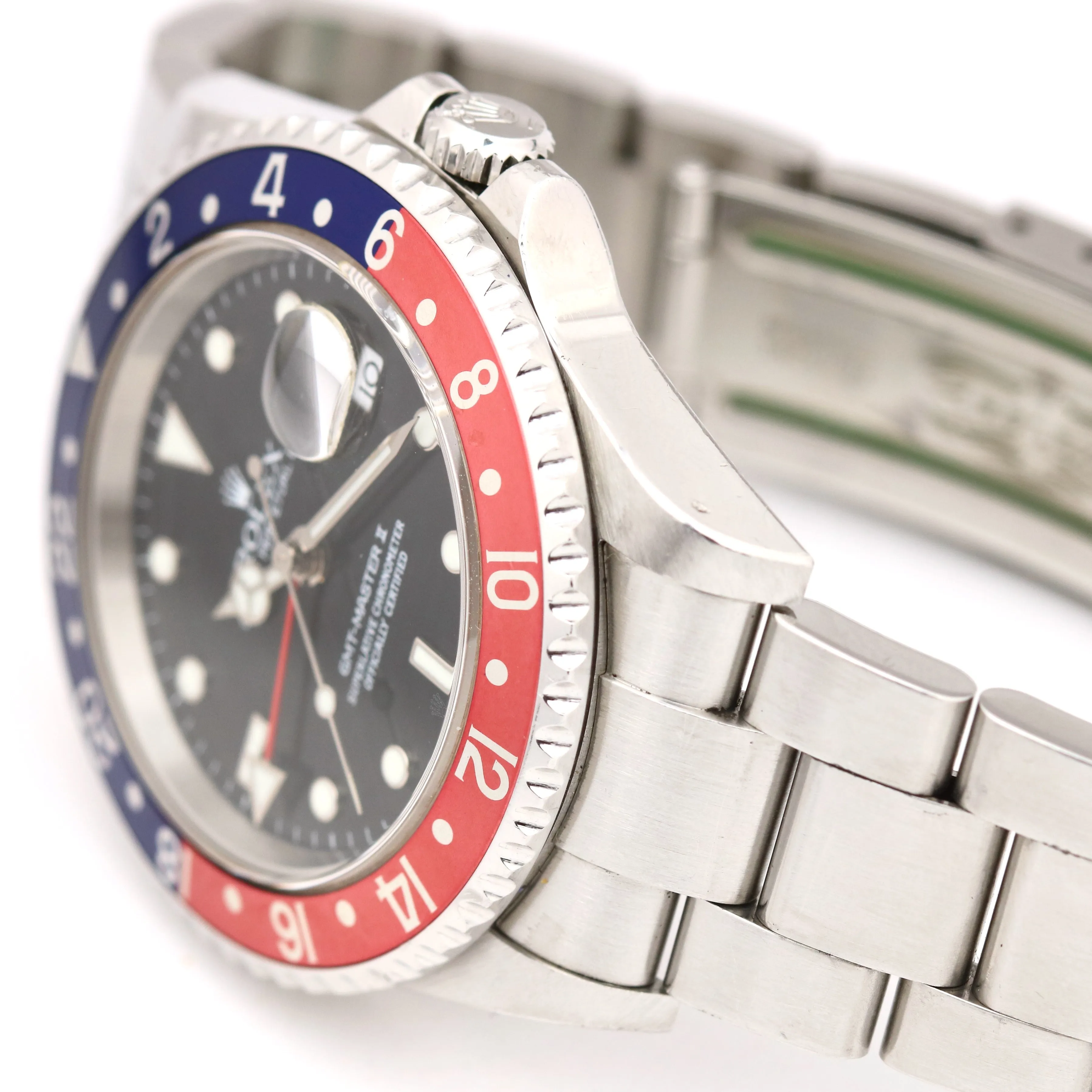 UNPOLISHED Rolex GMT-Master II NO HOLES 40mm 16710 Blue Red PEPSI Steel Watch