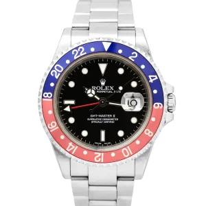 UNPOLISHED Rolex GMT-Master II NO HOLES 40mm 16710 Blue Red PEPSI Steel Watch