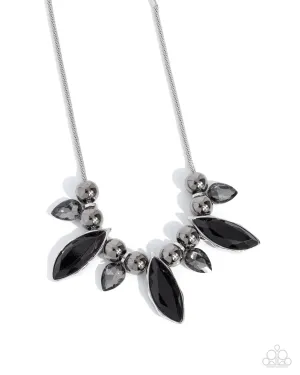 Unrivaled Edge - Black - Gunmetal Bead, Smoky and Black Gem Paparazzi Short Necklace