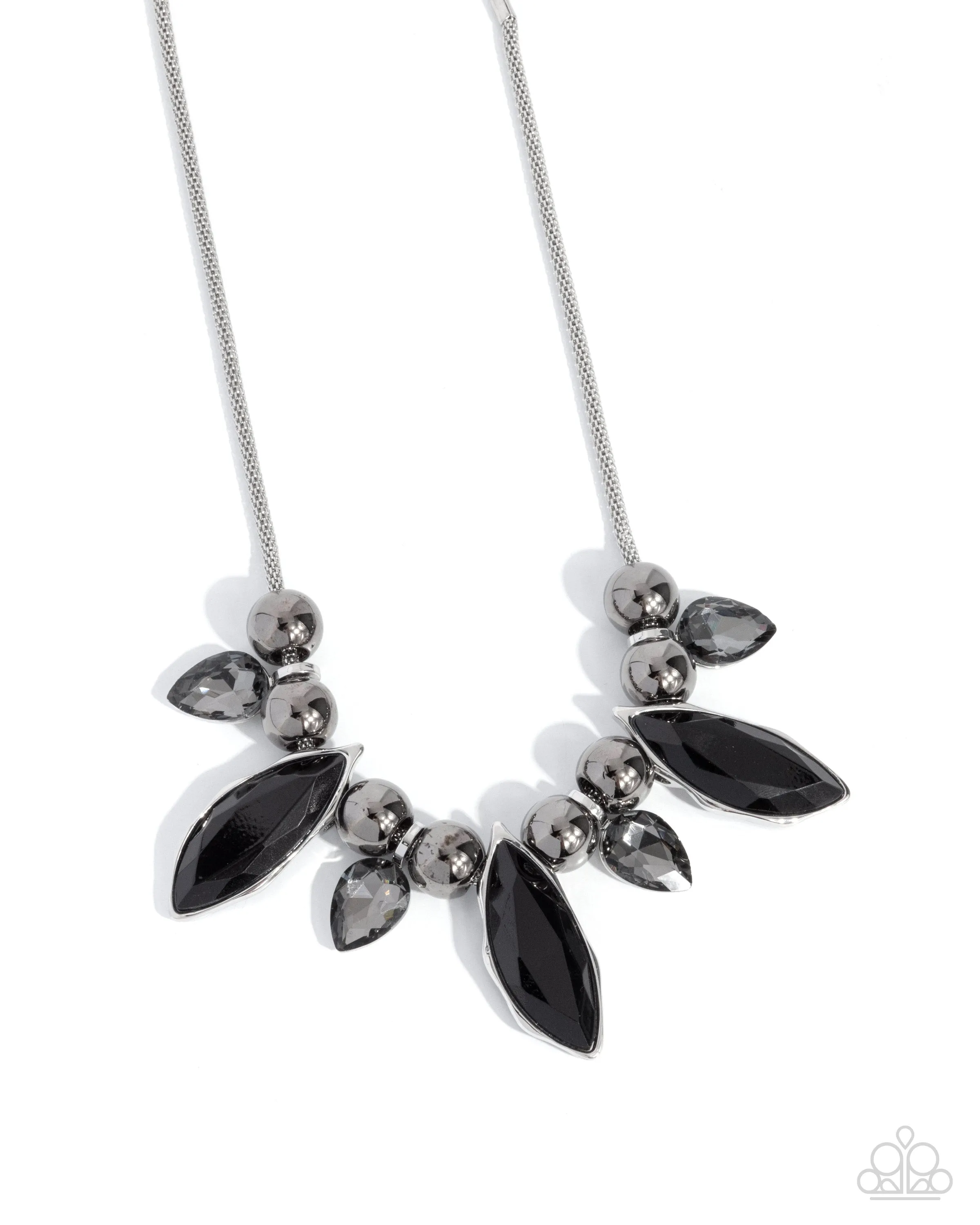 Unrivaled Edge - Black - Gunmetal Bead, Smoky and Black Gem Paparazzi Short Necklace