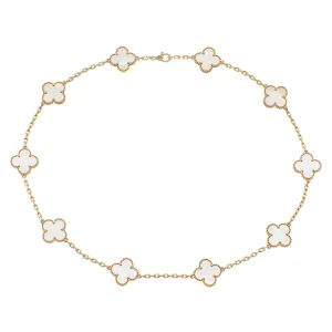 Van Cleef & Arpels 18K Yellow Gold 10 Motifs Vintage Alhambra Necklace
