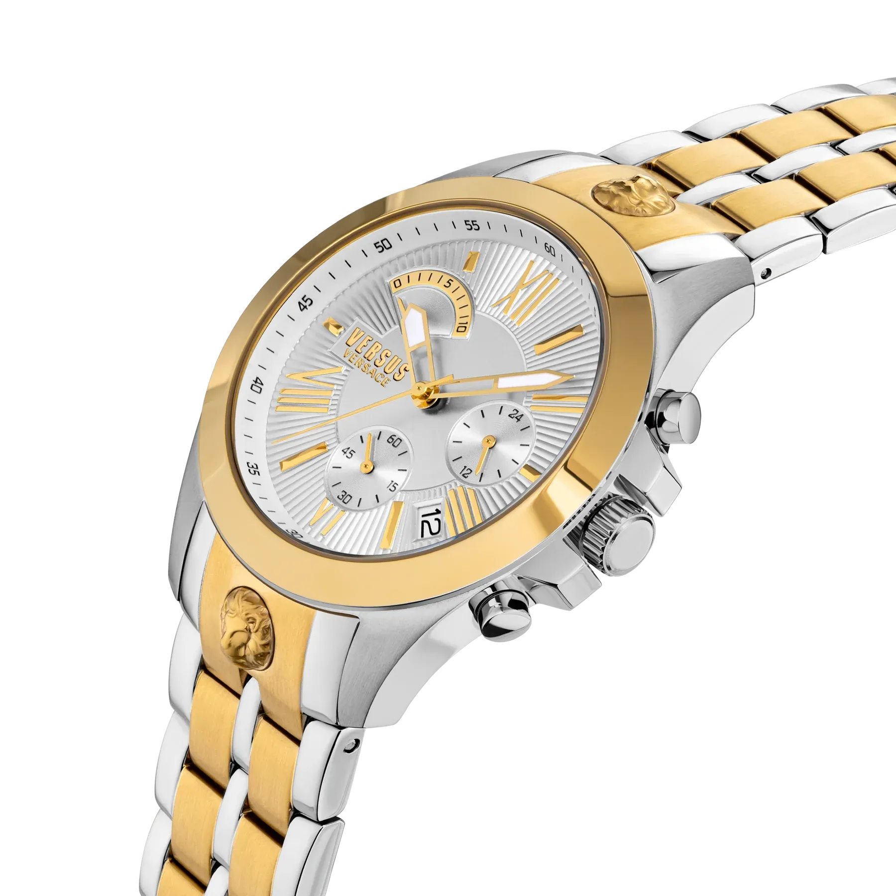 Versus Versace Chrono Lion Gents Silver Dial Two Tone Watch