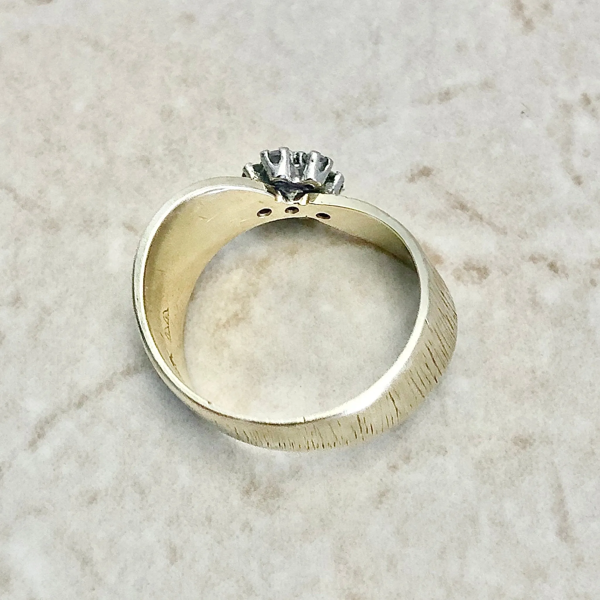 Vintage 14 Karat Two-Tone Gold Diamond Flower Cocktail Ring