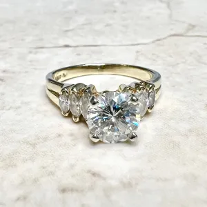 Vintage 14 Karat Yellow Gold 2 Carat Diamond Engagement Ring