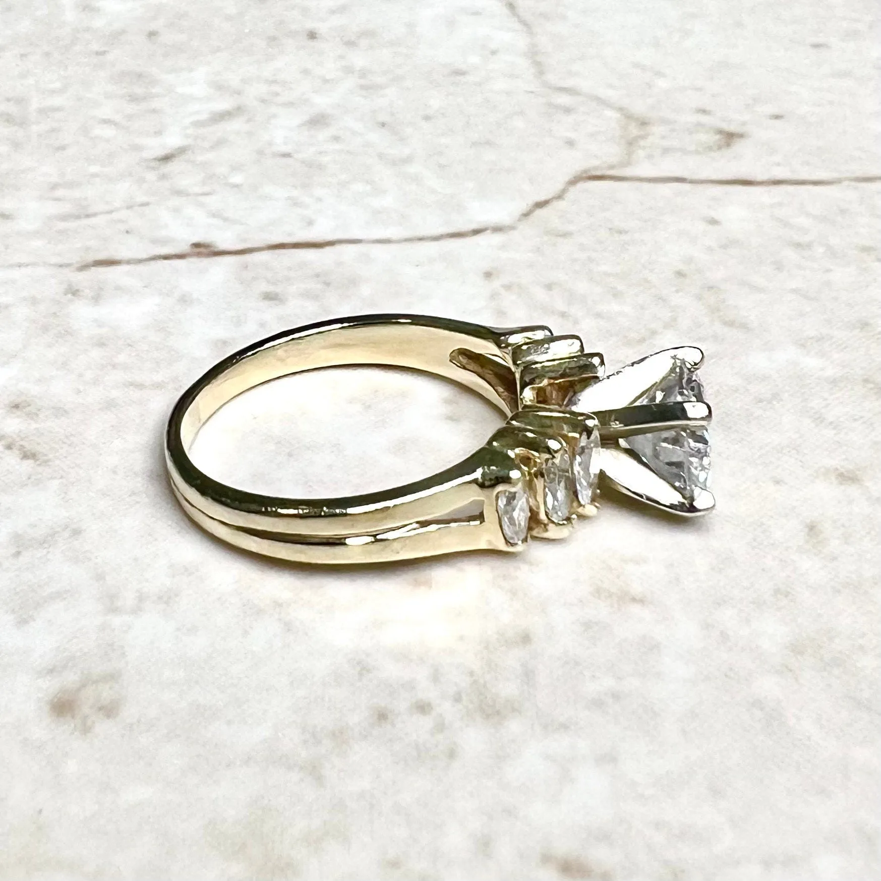 Vintage 14 Karat Yellow Gold 2 Carat Diamond Engagement Ring