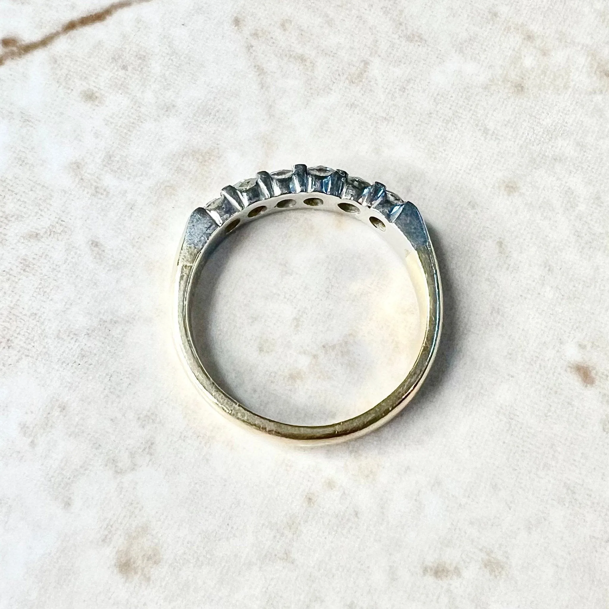 Vintage 14 Karat Yellow Gold & Platinum 6-Stone 0.50 Carat Diamond Band Ring