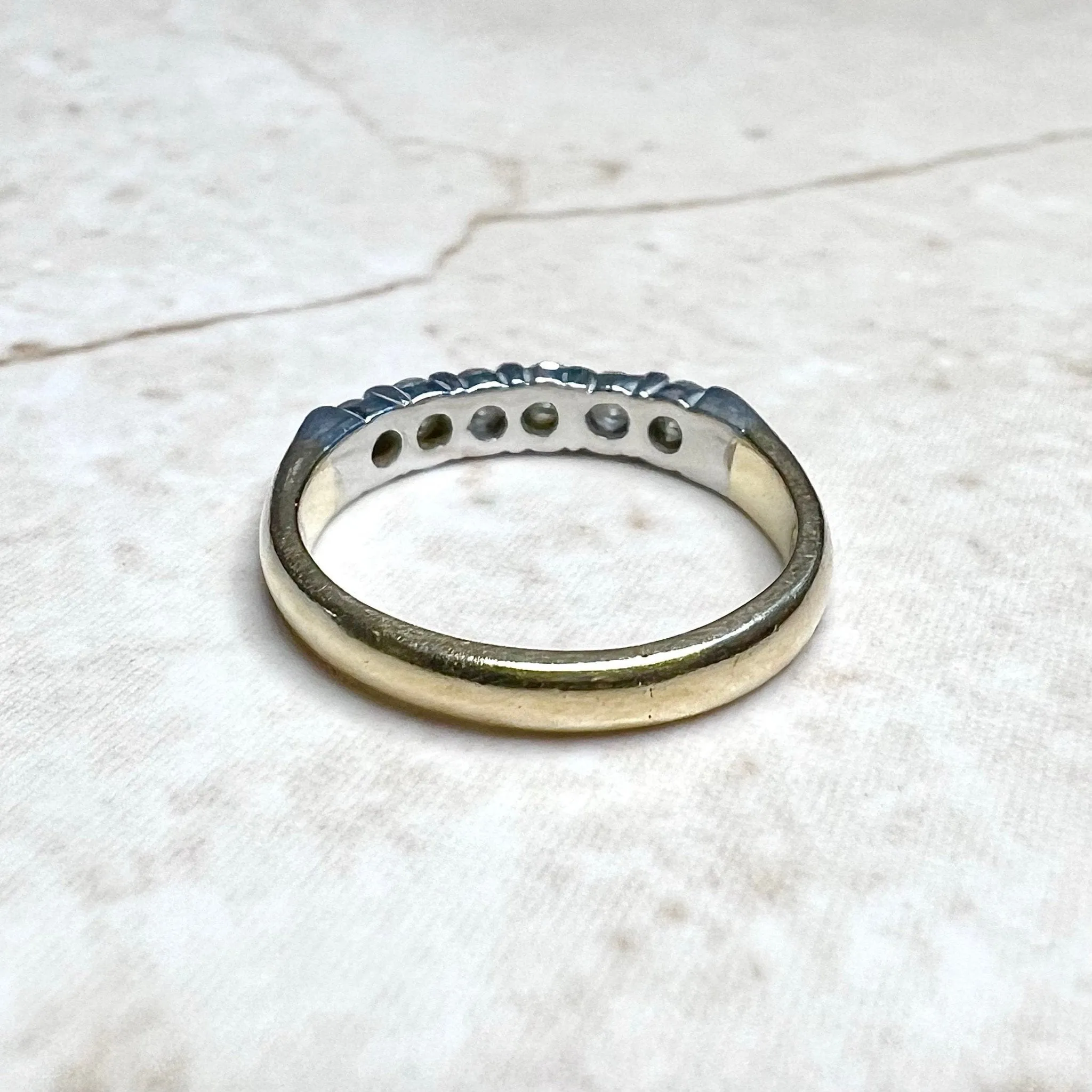 Vintage 14 Karat Yellow Gold & Platinum 6-Stone 0.50 Carat Diamond Band Ring