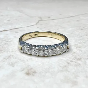 Vintage 14 Karat Yellow Gold & Platinum 6-Stone 0.50 Carat Diamond Band Ring