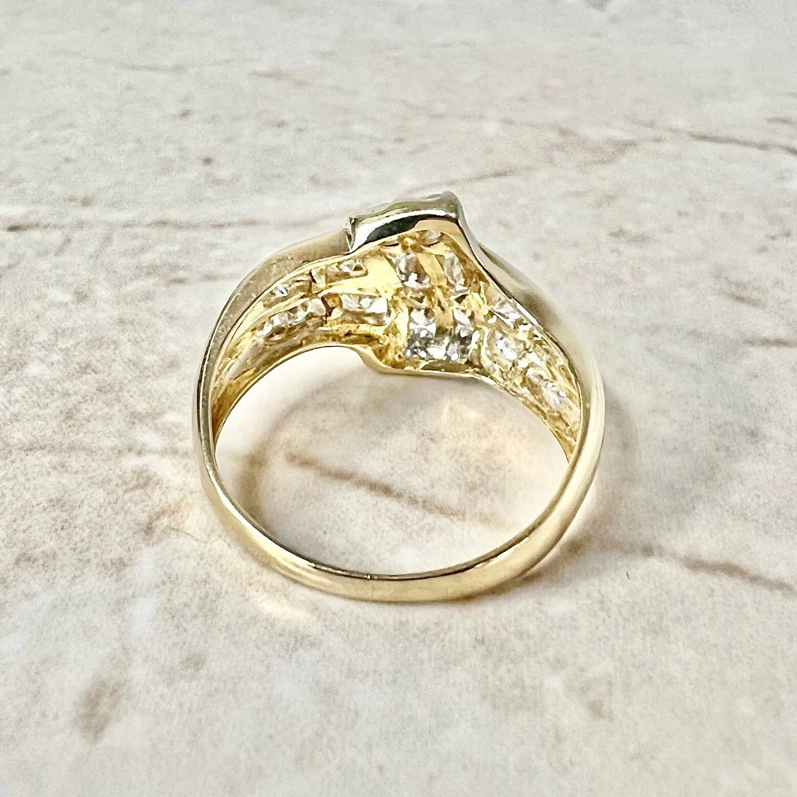 Vintage 18 Karat Yellow Gold 1.11 Carat Diamond Cocktail Ring