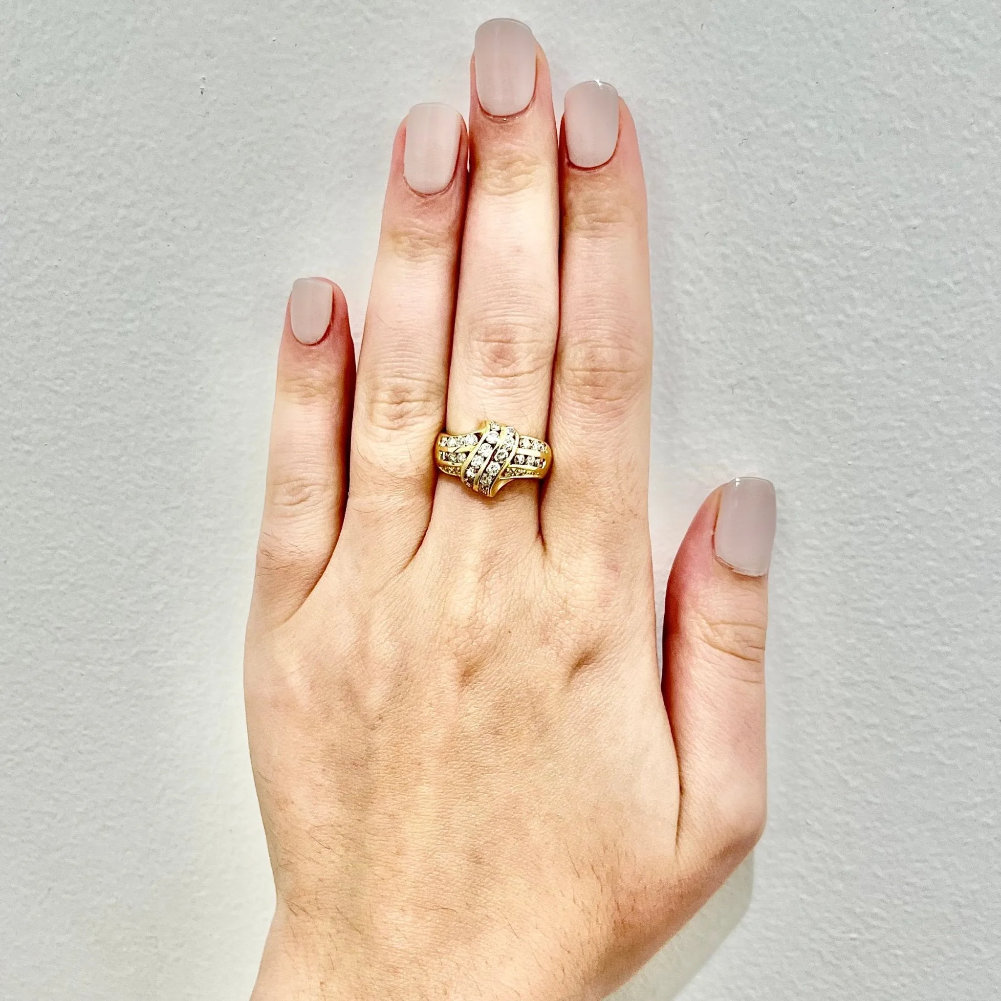 Vintage 18 Karat Yellow Gold 1.11 Carat Diamond Cocktail Ring
