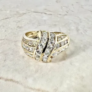Vintage 18 Karat Yellow Gold 1.11 Carat Diamond Cocktail Ring