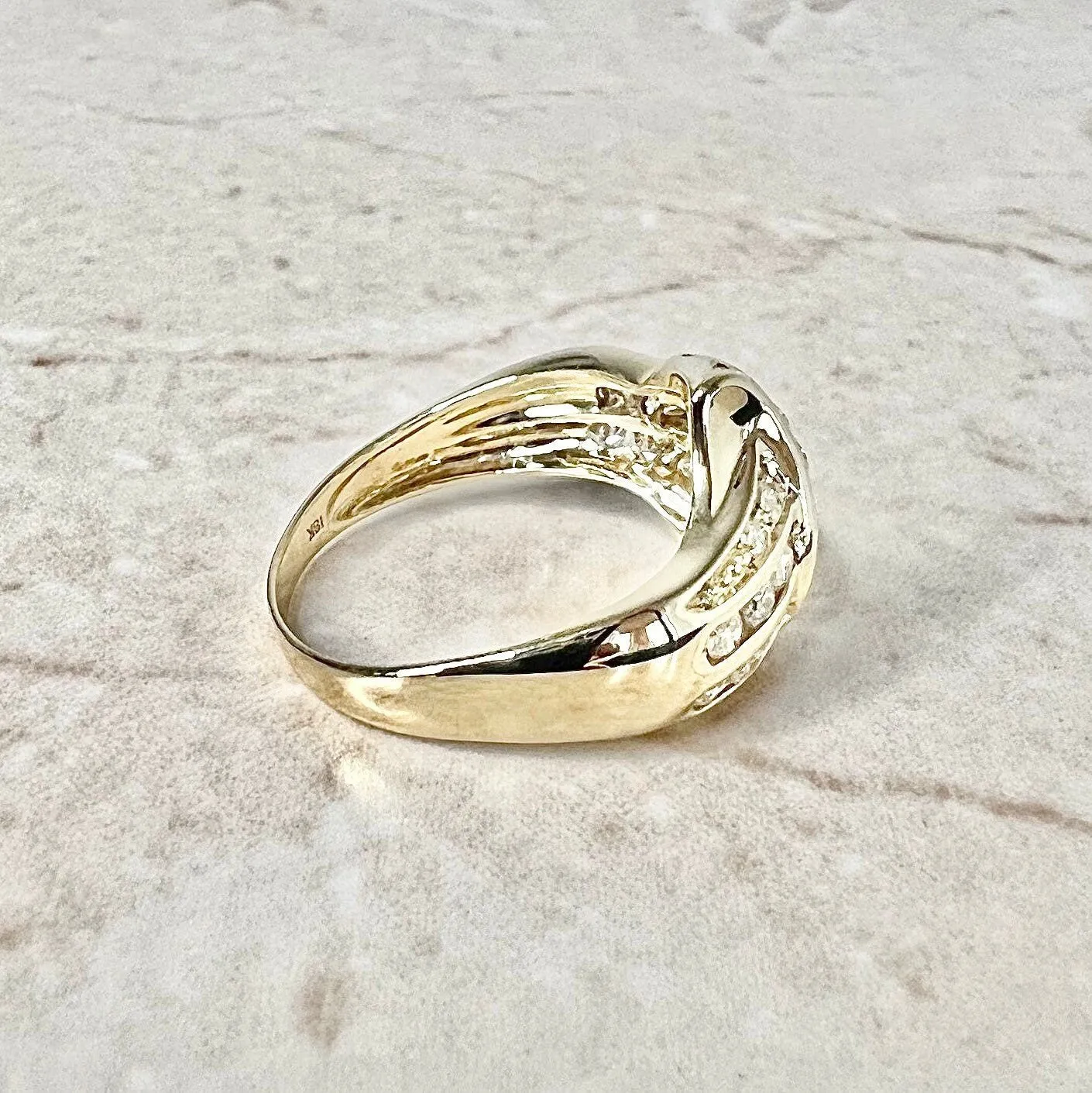 Vintage 18 Karat Yellow Gold 1.11 Carat Diamond Cocktail Ring