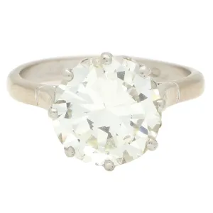 Vintage 4.44ct Transitional Cut Diamond Solitaire Ring