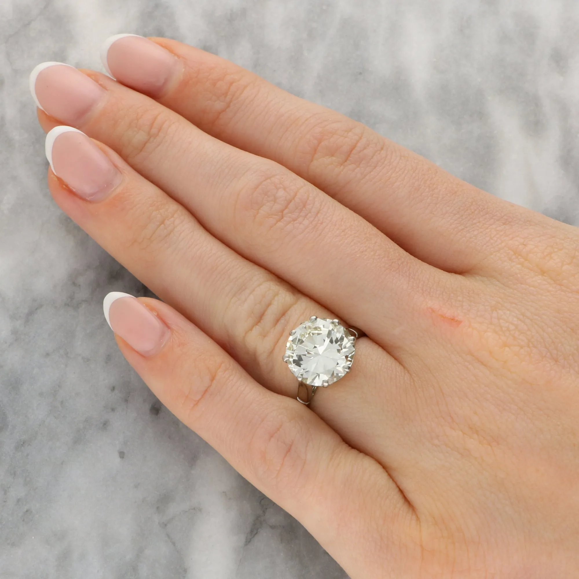 Vintage 4.44ct Transitional Cut Diamond Solitaire Ring