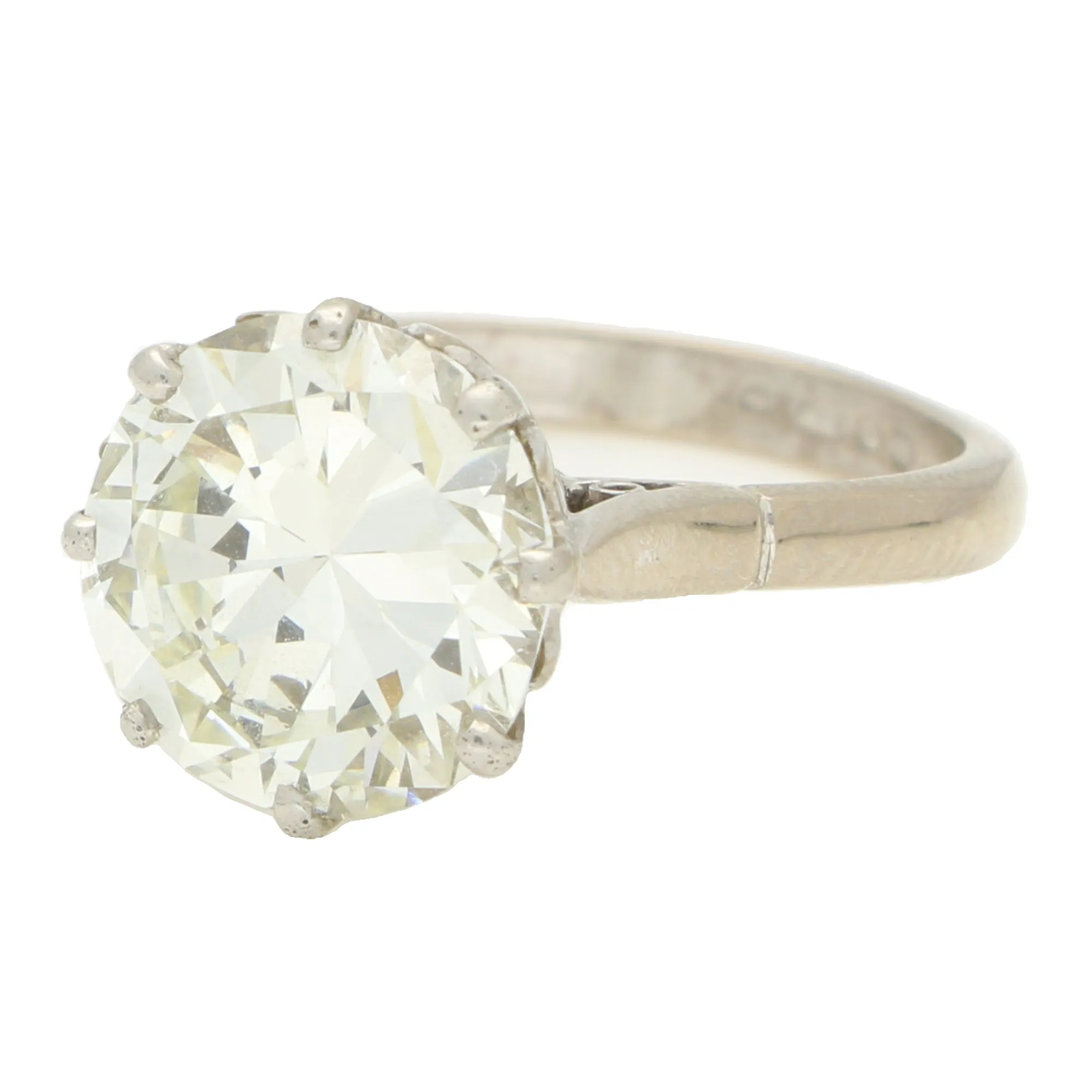 Vintage 4.44ct Transitional Cut Diamond Solitaire Ring