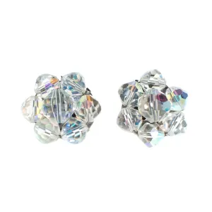 Vintage Aurora Borealis Rhinestone Cluster Clip On Earrings