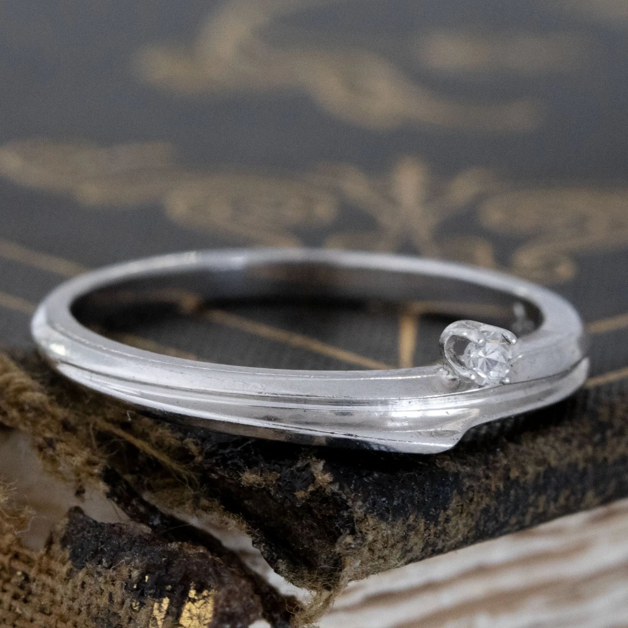 Vintage Diamond Dot Wedding Band