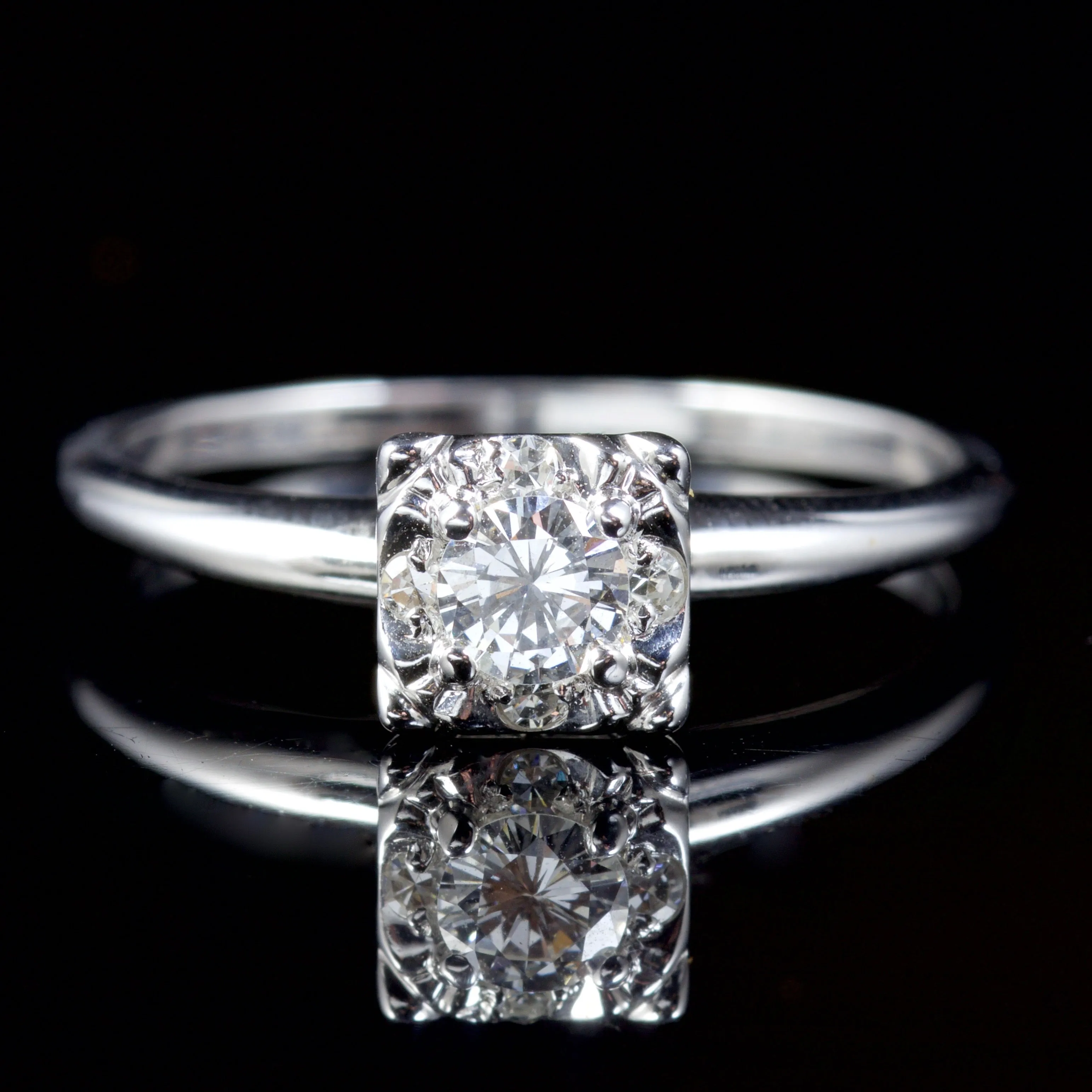 Vintage Diamond Solitaire Ring 18Ct Engagement Ring Circa 1940