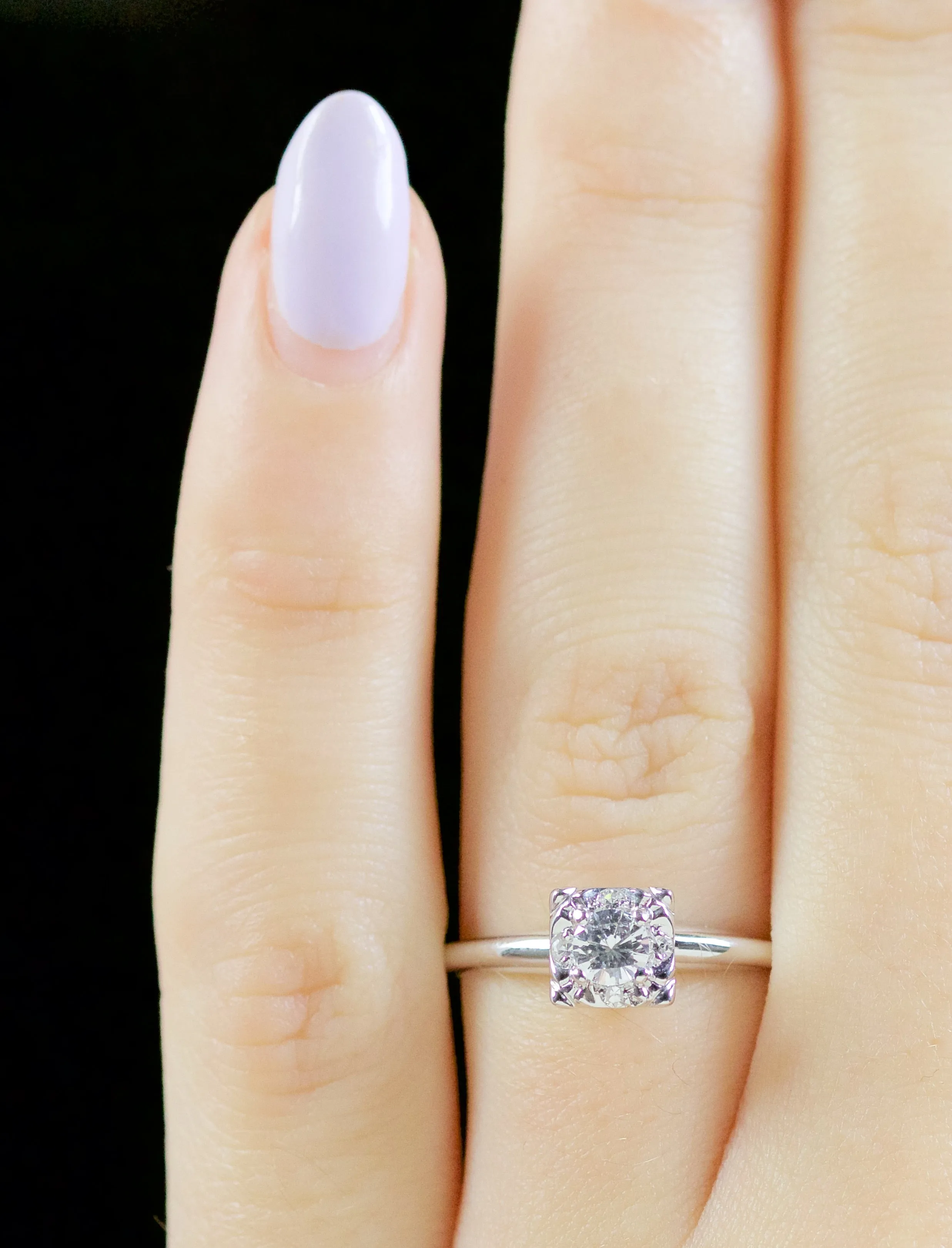Vintage Diamond Solitaire Ring 18Ct Engagement Ring Circa 1940