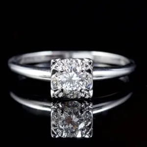 Vintage Diamond Solitaire Ring 18Ct Engagement Ring Circa 1940